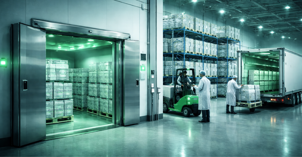 Pharmaceutical cold storage warehouse supporting regulated cold chain logistics operations.