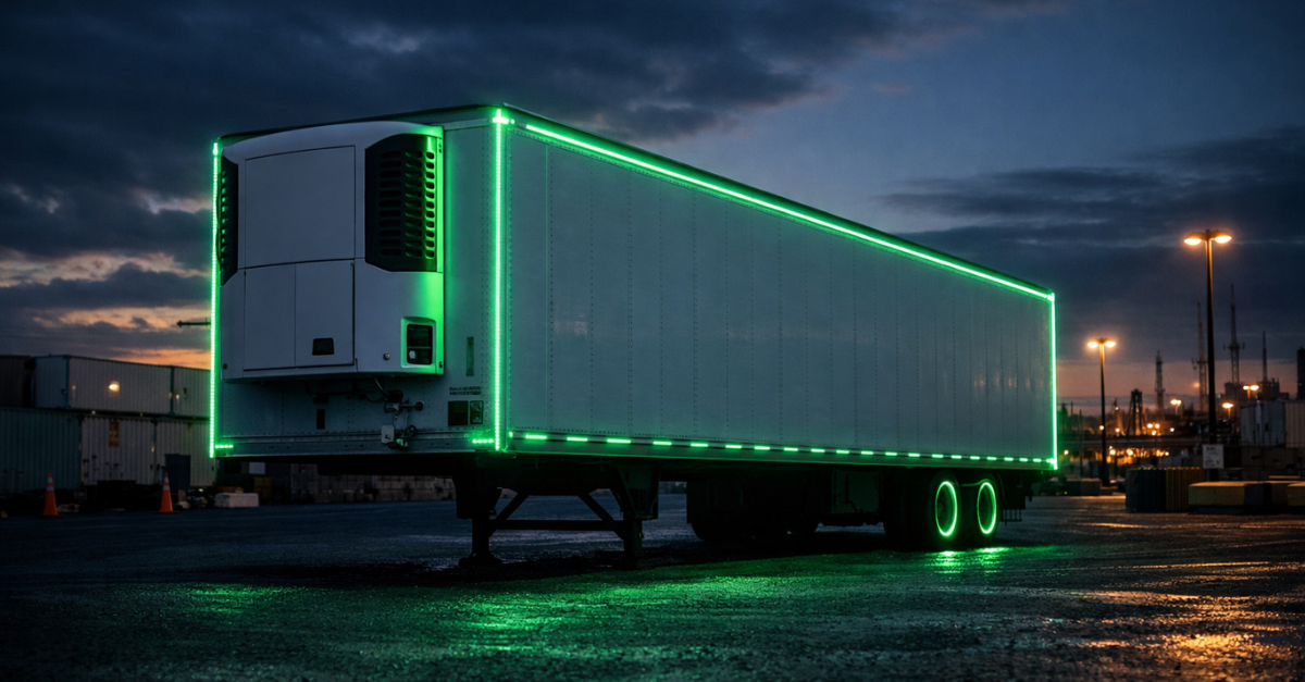 Cold chain monitoring solutions tracking detached refrigerated trailer in storage yard