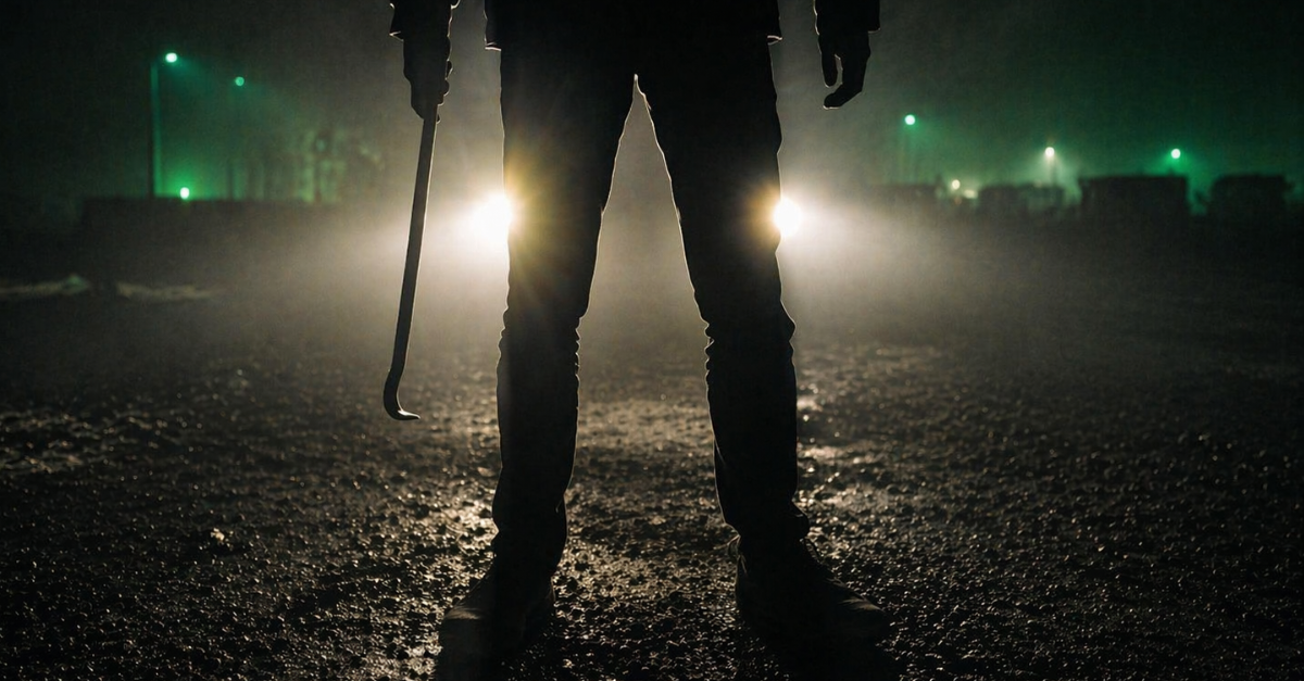 potential theft scenario at night highlighting need for asset tracking for theft prevention